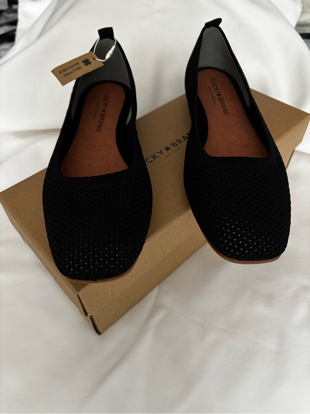 Lucky Brand Black Ribbed Knit Flats